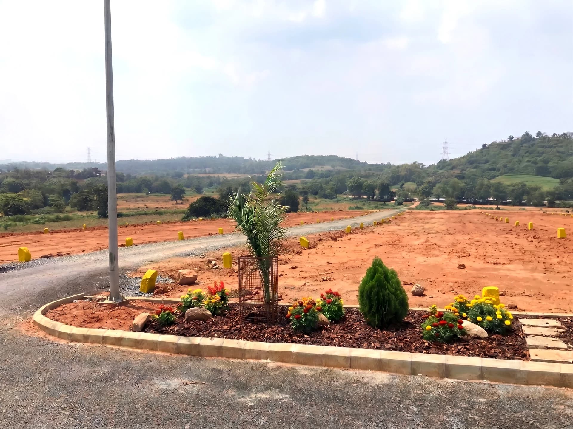 Landscaped Kerbside Flowerbeds & Survey Markers